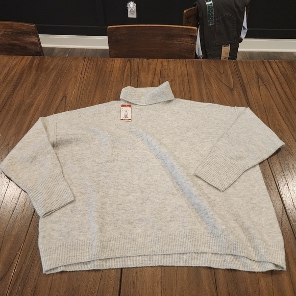 Vince Camuto silver heather cowl turtle neck oversized cozy sweater xl nwt - Picture 2 of 11